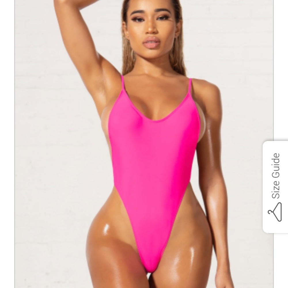 One piece pink bathing suit